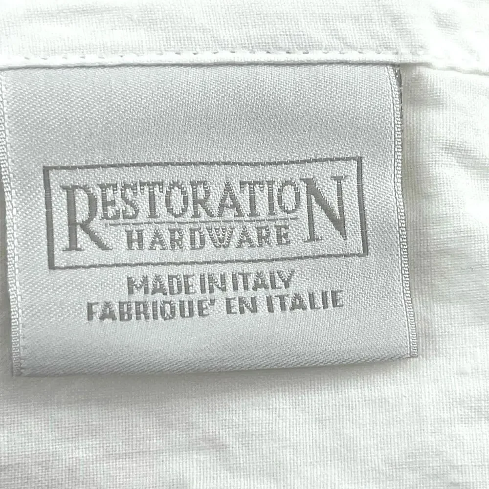 Restoration Hardware made in Italy red stripes embroidery full queen bedskirt